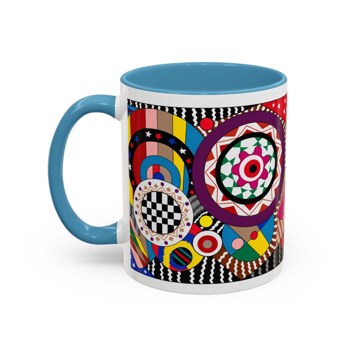Abstract Pop Art Accent Coffee Mug — Colorful Geometric Circle Pattern (11/15oz)