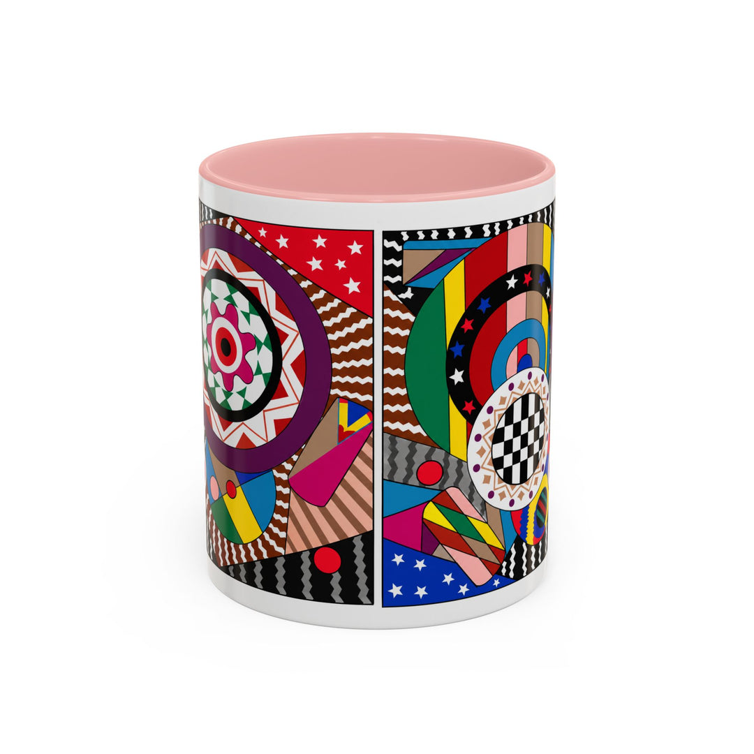 Abstract Pop Art Accent Coffee Mug — Colorful Geometric Circle Pattern (11/15oz)