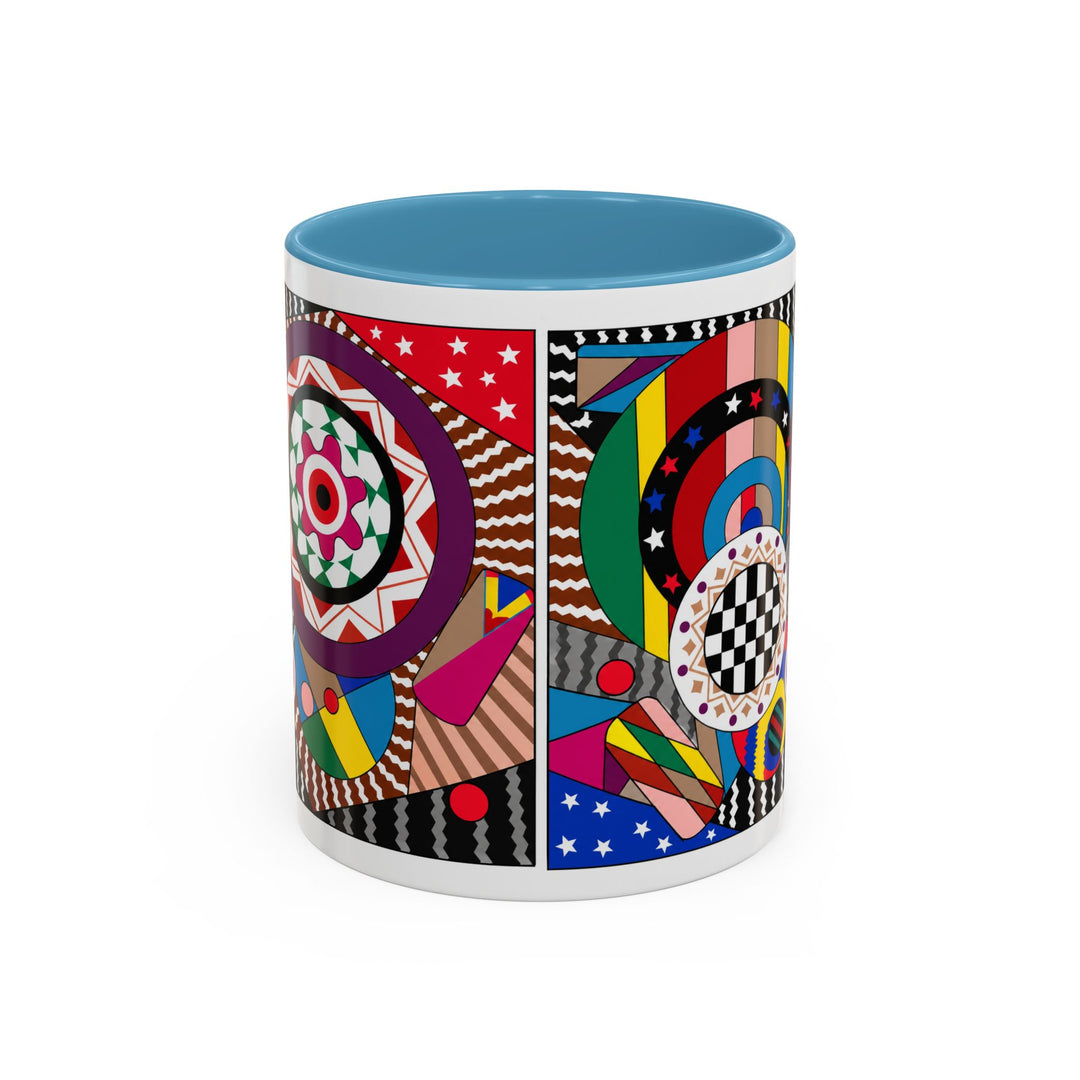 Abstract Pop Art Accent Coffee Mug — Colorful Geometric Circle Pattern (11/15oz)