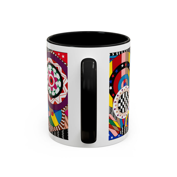 Abstract Pop Art Accent Coffee Mug — Colorful Geometric Circle Pattern (11/15oz)