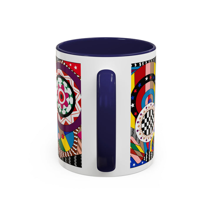 Abstract Pop Art Accent Coffee Mug — Colorful Geometric Circle Pattern (11/15oz)