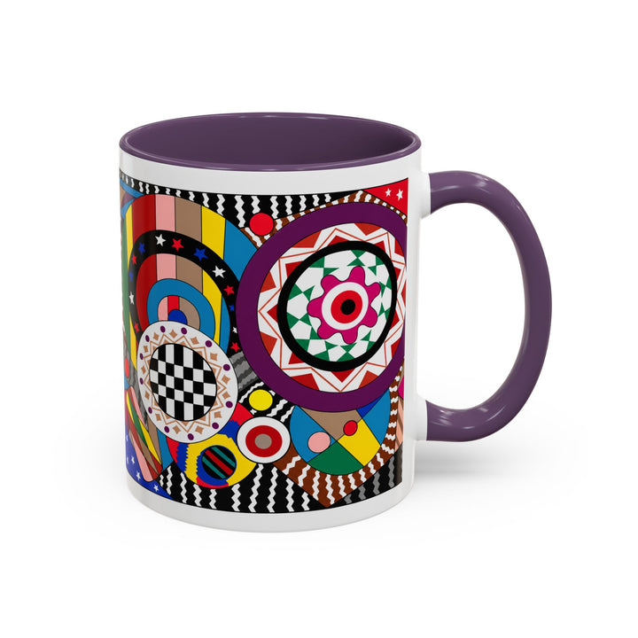 Abstract Pop Art Accent Coffee Mug — Colorful Geometric Circle Pattern (11/15oz)