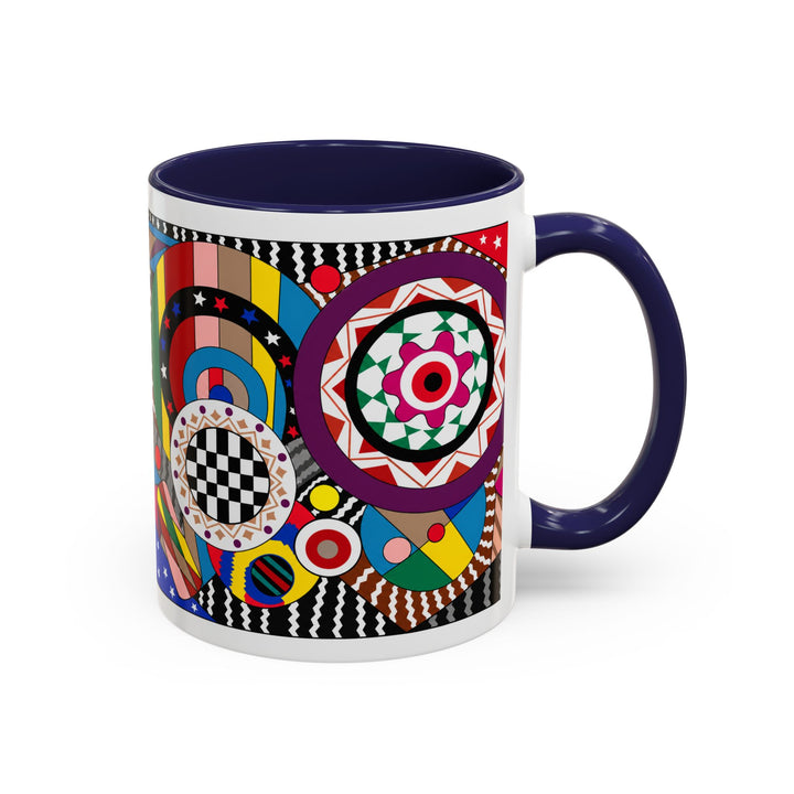 Abstract Pop Art Accent Coffee Mug — Colorful Geometric Circle Pattern (11/15oz)