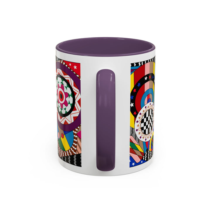 Abstract Pop Art Accent Coffee Mug — Colorful Geometric Circle Pattern (11/15oz)