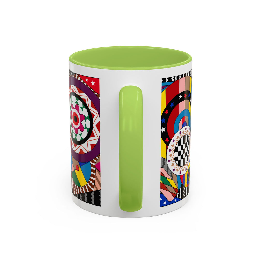 Abstract Pop Art Accent Coffee Mug — Colorful Geometric Circle Pattern (11/15oz)