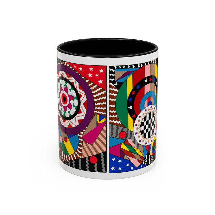 Abstract Pop Art Accent Coffee Mug — Colorful Geometric Circle Pattern (11/15oz)