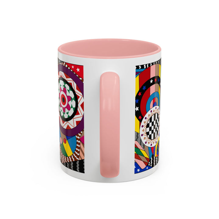 Abstract Pop Art Accent Coffee Mug — Colorful Geometric Circle Pattern (11/15oz)