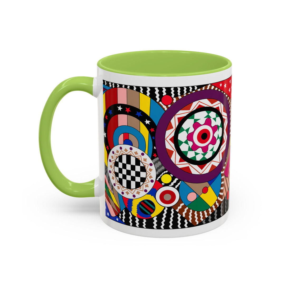 Abstract Pop Art Accent Coffee Mug — Colorful Geometric Circle Pattern (11/15oz)