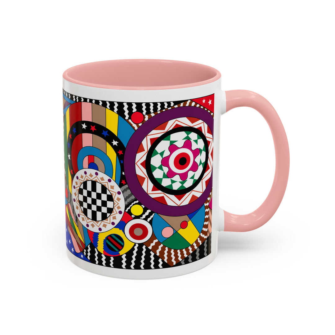 Abstract Pop Art Accent Coffee Mug — Colorful Geometric Circle Pattern (11/15oz)