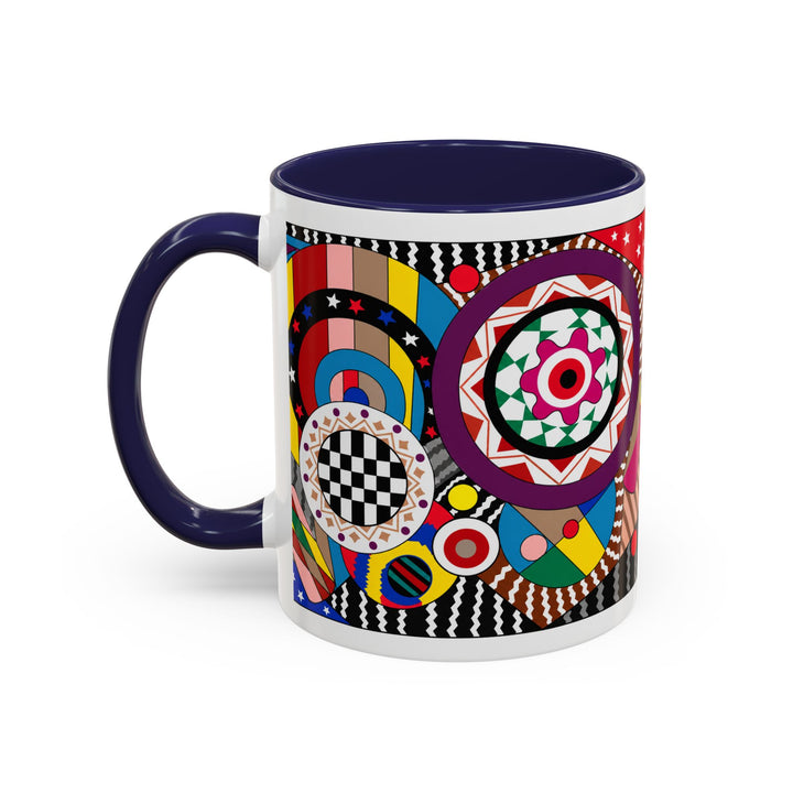 Abstract Pop Art Accent Coffee Mug — Colorful Geometric Circle Pattern (11/15oz)