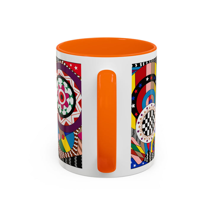 Abstract Pop Art Accent Coffee Mug — Colorful Geometric Circle Pattern (11/15oz)