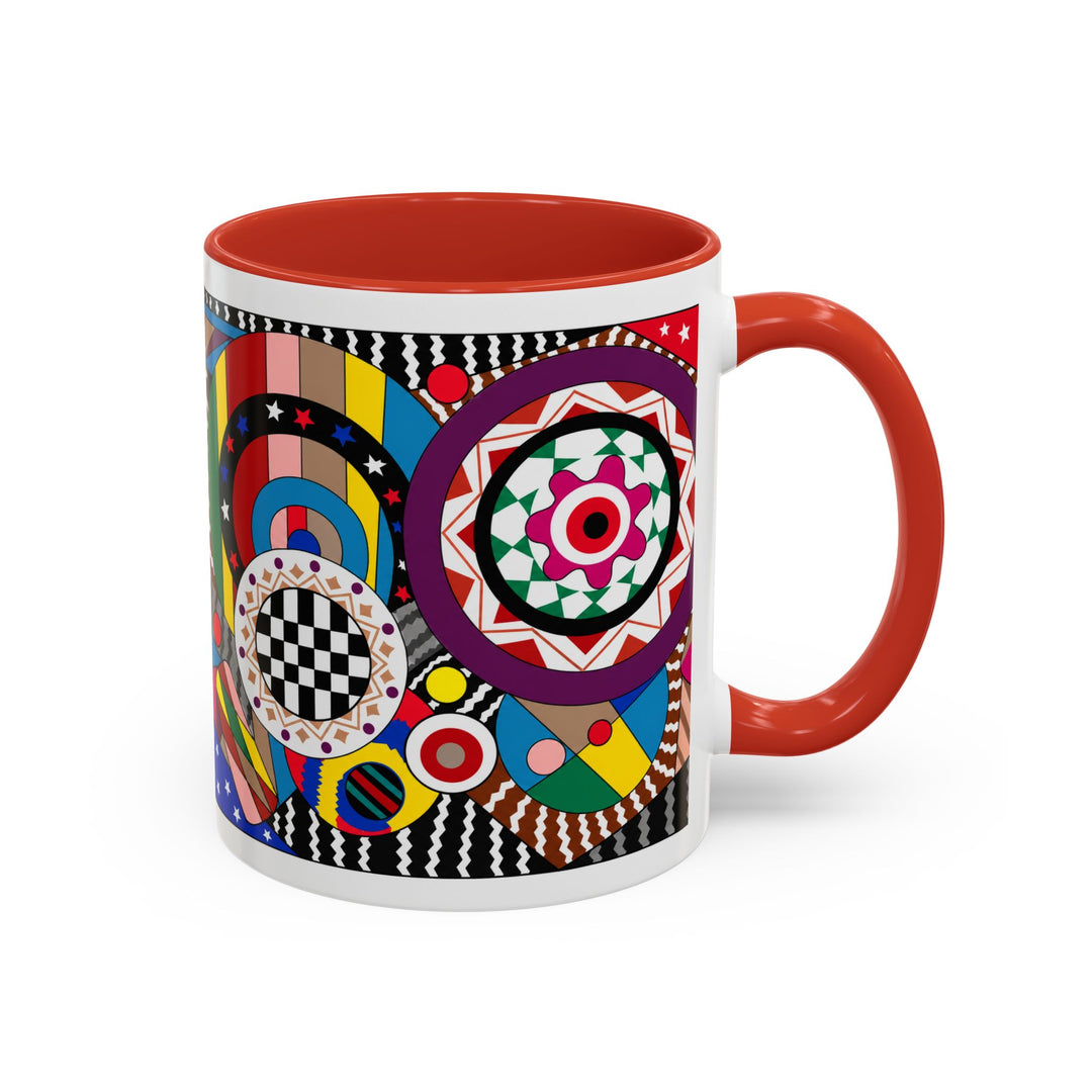 Abstract Pop Art Accent Coffee Mug — Colorful Geometric Circle Pattern (11/15oz)