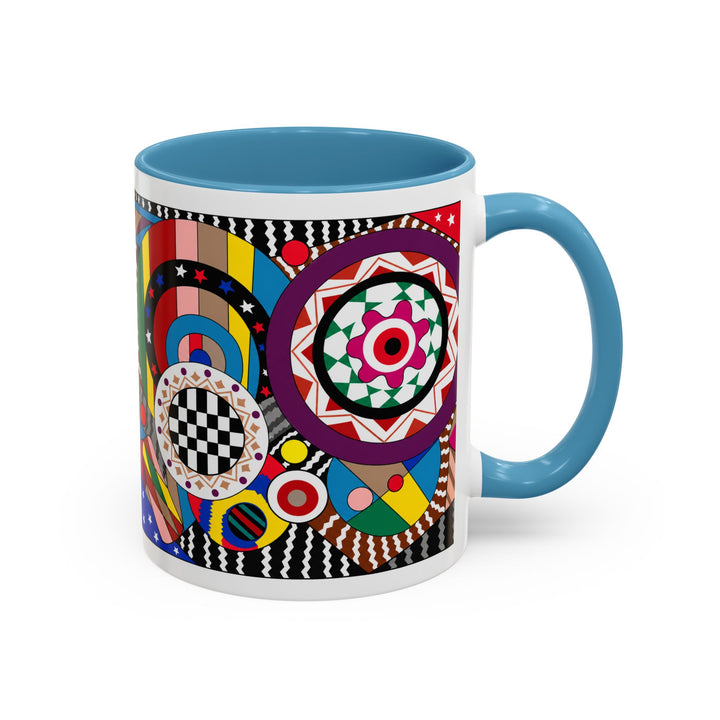 Abstract Pop Art Accent Coffee Mug — Colorful Geometric Circle Pattern (11/15oz)