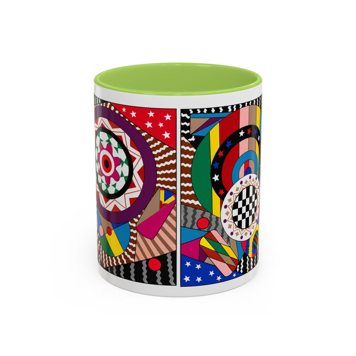 Abstract Pop Art Accent Coffee Mug — Colorful Geometric Circle Pattern (11/15oz)