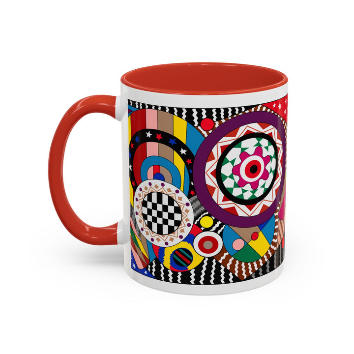Abstract Pop Art Accent Coffee Mug — Colorful Geometric Circle Pattern (11/15oz)