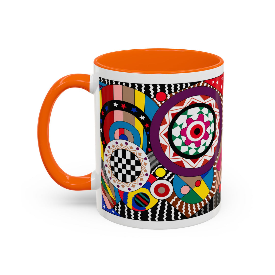 Abstract Pop Art Accent Coffee Mug — Colorful Geometric Circle Pattern (11/15oz)