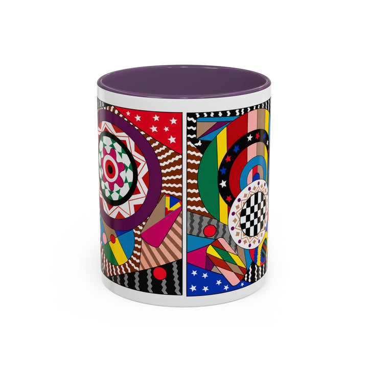 Abstract Pop Art Accent Coffee Mug — Colorful Geometric Circle Pattern (11/15oz)