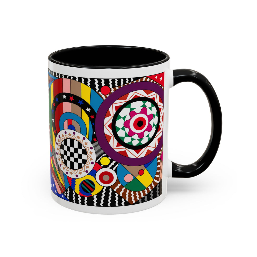 Abstract Pop Art Accent Coffee Mug — Colorful Geometric Circle Pattern (11/15oz)