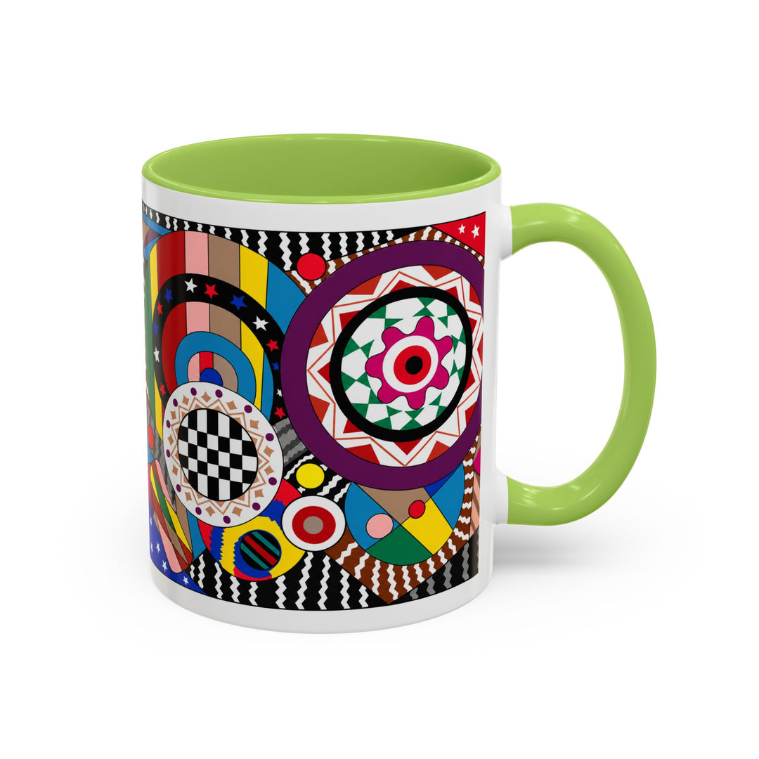 Abstract Pop Art Accent Coffee Mug — Colorful Geometric Circle Pattern (11/15oz)