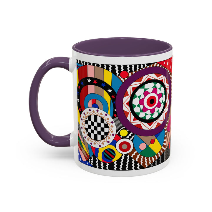 Abstract Pop Art Accent Coffee Mug — Colorful Geometric Circle Pattern (11/15oz)