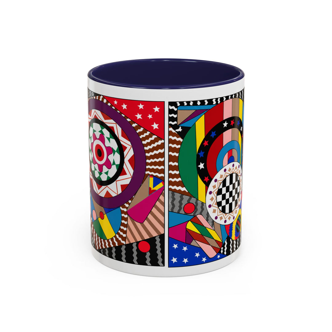 Abstract Pop Art Accent Coffee Mug — Colorful Geometric Circle Pattern (11/15oz)