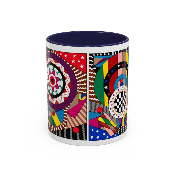 Abstract Pop Art Accent Coffee Mug — Colorful Geometric Circle Pattern (11/15oz)