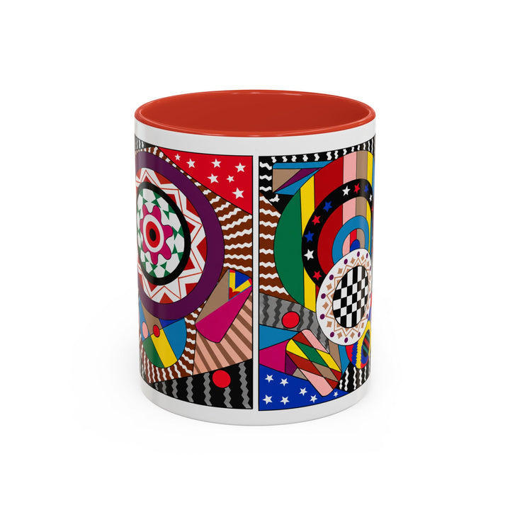 Abstract Pop Art Accent Coffee Mug — Colorful Geometric Circle Pattern (11/15oz)