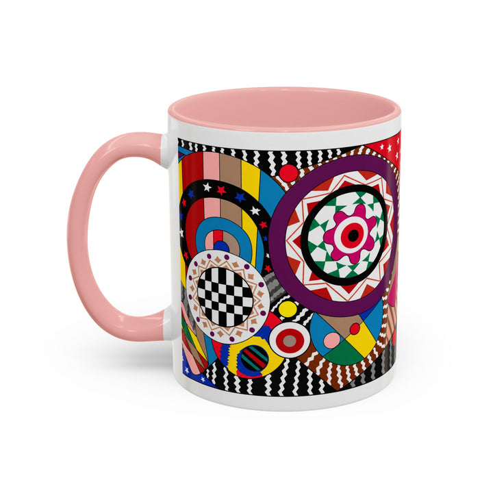 Abstract Pop Art Accent Coffee Mug — Colorful Geometric Circle Pattern (11/15oz)