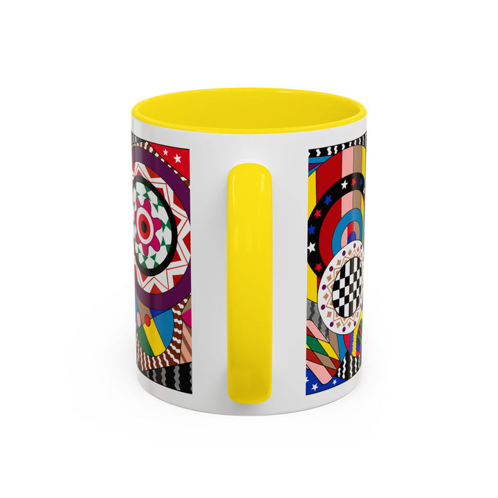 Abstract Pop Art Accent Coffee Mug — Colorful Geometric Circle Pattern (11/15oz)