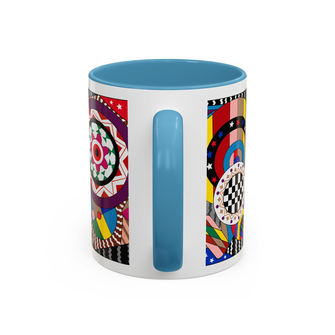 Abstract Pop Art Accent Coffee Mug — Colorful Geometric Circle Pattern (11/15oz)