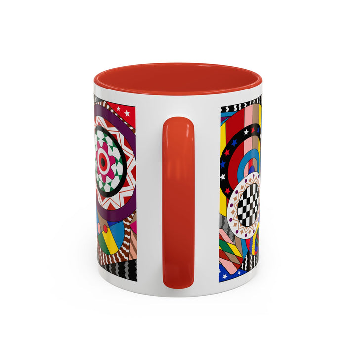 Abstract Pop Art Accent Coffee Mug — Colorful Geometric Circle Pattern (11/15oz)