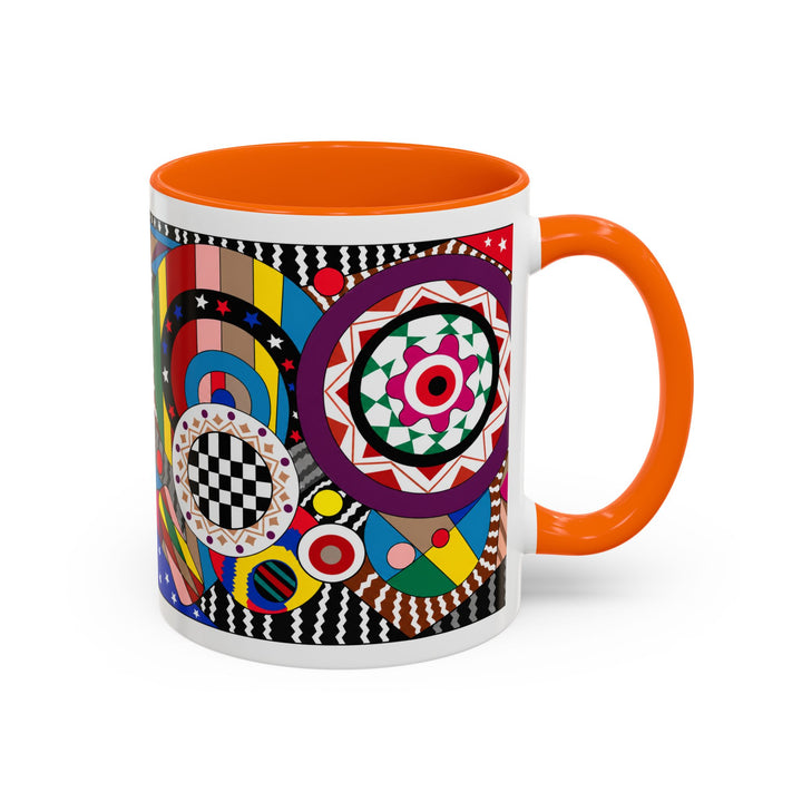 Abstract Pop Art Accent Coffee Mug — Colorful Geometric Circle Pattern (11/15oz)