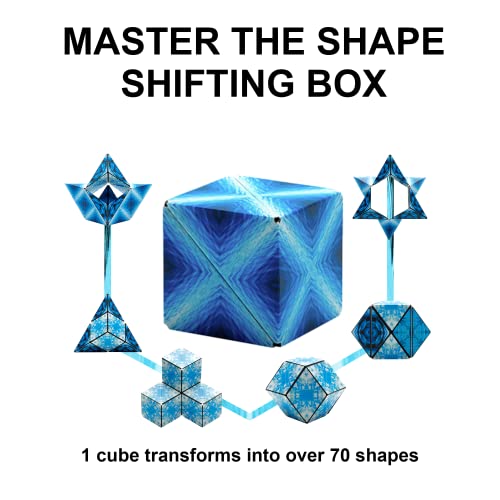SHASHIBO Gift Box of 4 - Award-Winning, Patented Fidget Cube w/ 36 Rare Earth Magnets - Extraordinary 3D Magic Cube – Shashibo Cube Magnet Fidget Toy Transforms Into Over 70 Shapes (Black & White) - The Resilient Kidz 