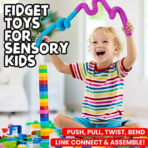 BunMo Pop Tubes Sensory Toys, Fine Motor Skills Easter Basket Stuffers Toddler Toys, Fidget Toys for Sensory Kids and Kids Learning Toys. - The Resilient Kidz 