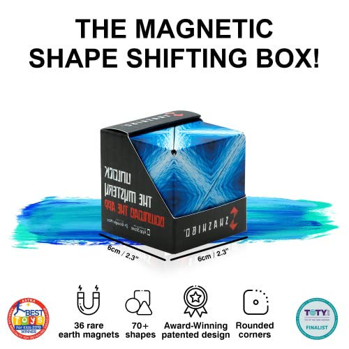 SHASHIBO Gift Box of 4 - Award-Winning, Patented Fidget Cube w/ 36 Rare Earth Magnets - Extraordinary 3D Magic Cube – Shashibo Cube Magnet Fidget Toy Transforms Into Over 70 Shapes (Black & White) - The Resilient Kidz 