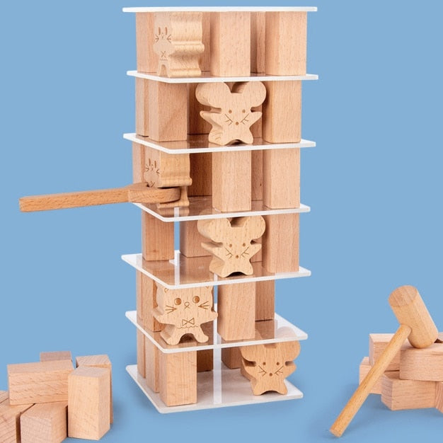 Wooden Sensory Stacking Tower Blocks - The Resilient Kidz 