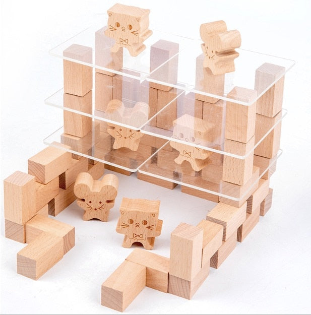 Wooden Sensory Stacking Tower Blocks - The Resilient Kidz 