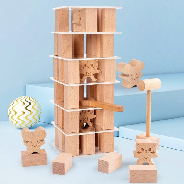 Wooden Sensory Stacking Tower Blocks - The Resilient Kidz 