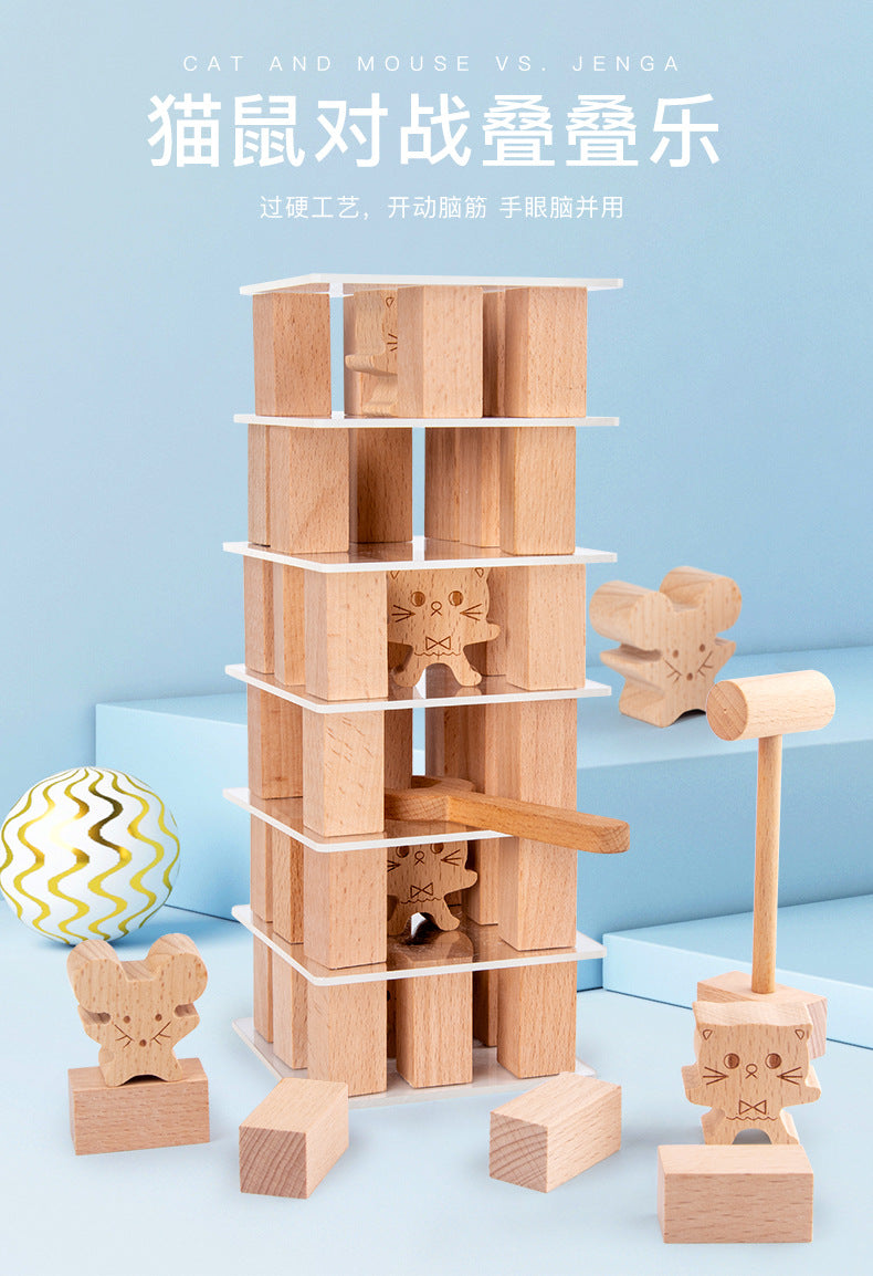 Wooden Sensory Stacking Tower Blocks - The Resilient Kidz 